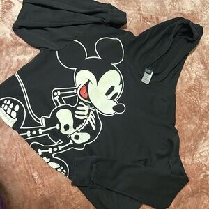 Disney Black and White Skeleton Mickey Kids Hoodie